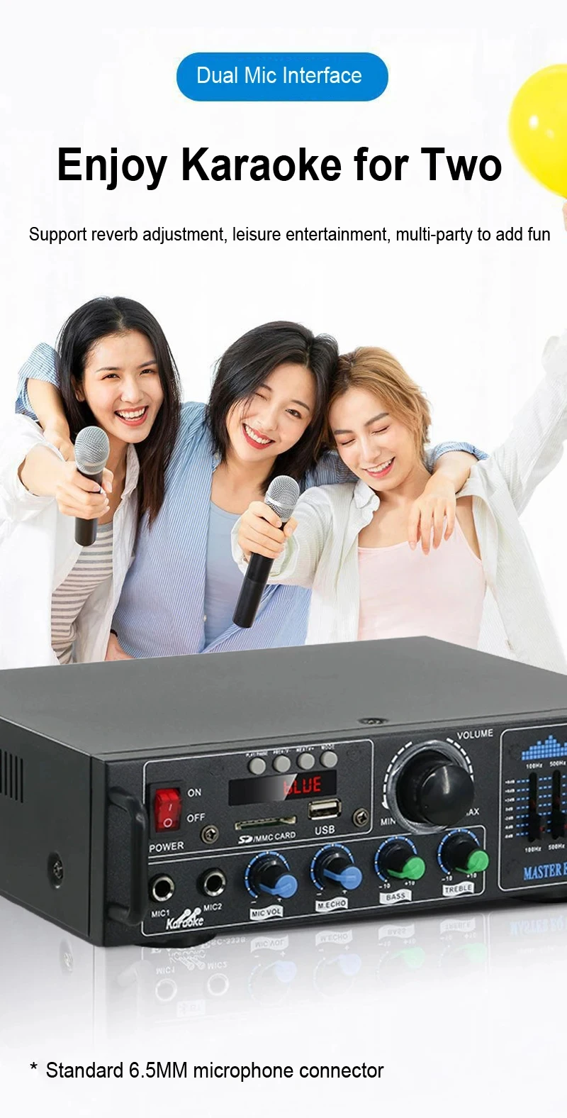 160W Dual Channel HiFi Stereo Audio Home Digital Amplifier Professional Tube Amplifier Module Microphone Input Remote Amplifier