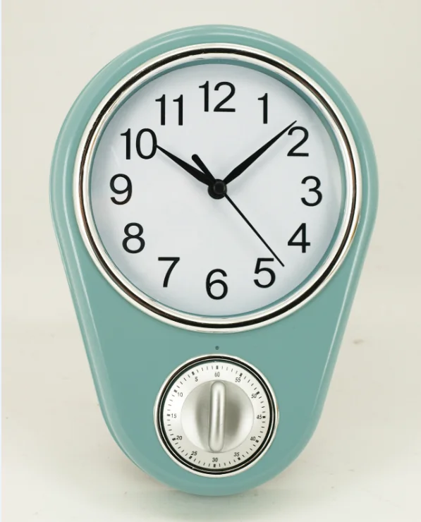 Modern Kitchen Clock With Timer - Industrial Style Wall Decor for Home ...