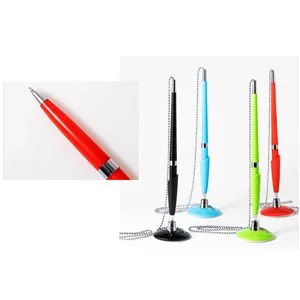 Multi-color Plastic Table Ballpoint Pen Wholesale Hotel Bank Fixed Desk Printable Logo Customized for Advertising Signature