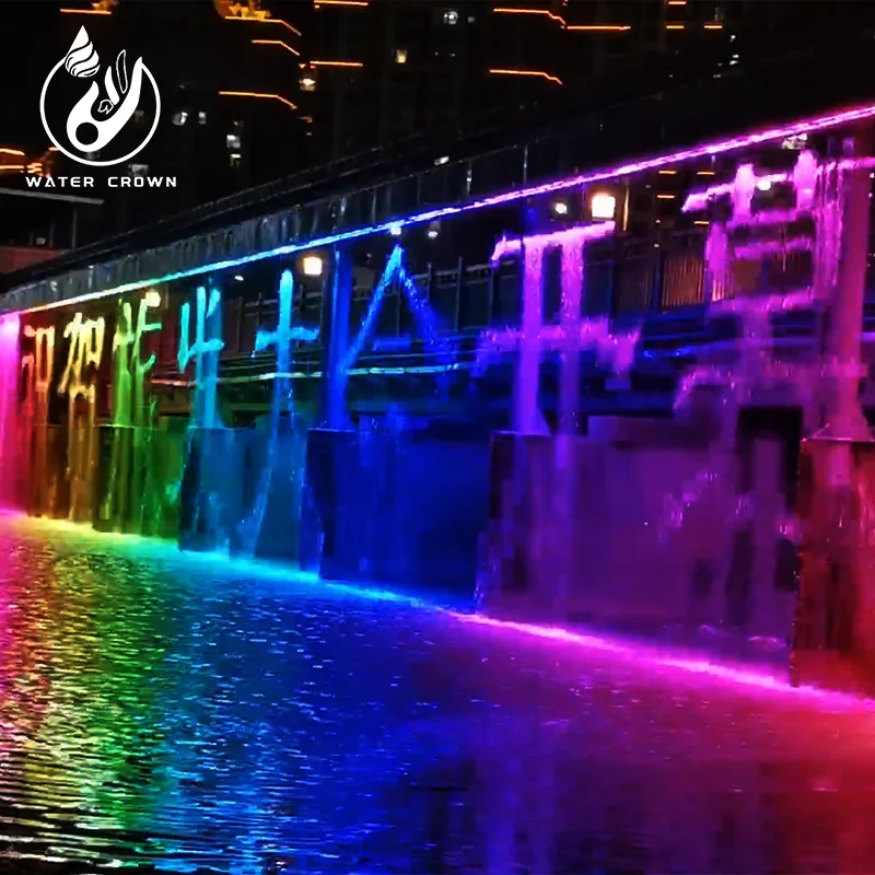 Guangdong Water Crown, преміальні зовнішні цифрові електронні водяні завіси з нержавіючої сталі марки 304, багатокольорові LED-/RGB-лампи для
