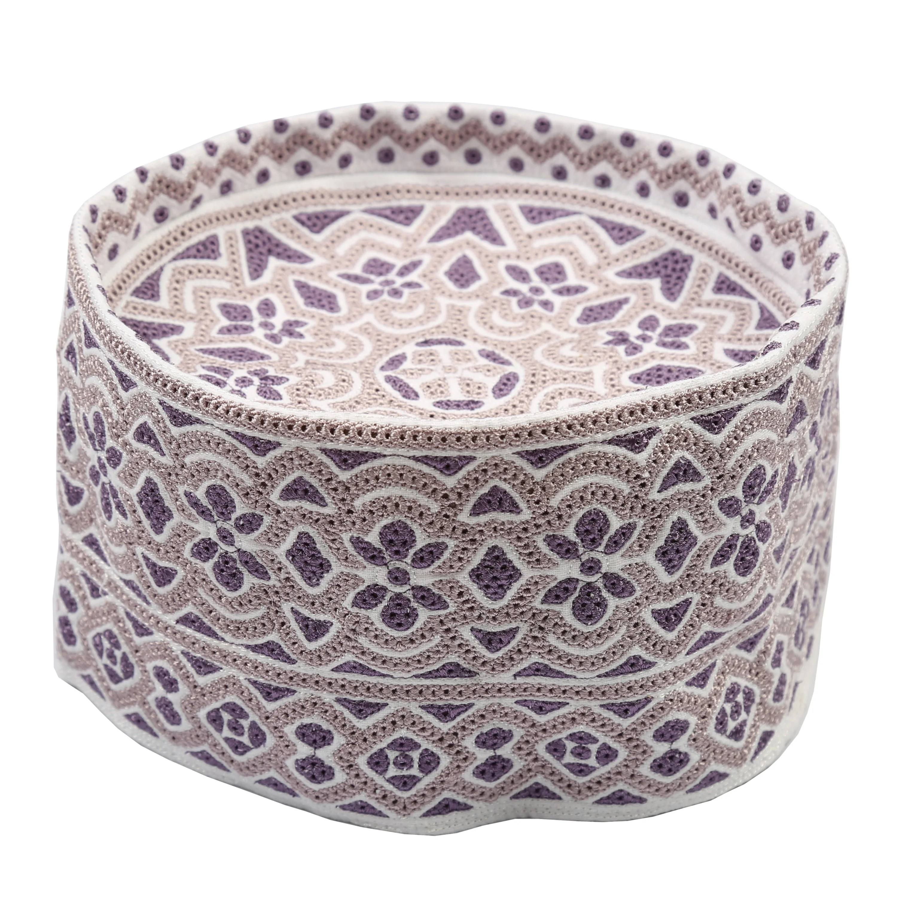 Новейший дизайн африканская многоцветная вышитая купольная вязаная стильная плоская шляпа для мусульманских Омани