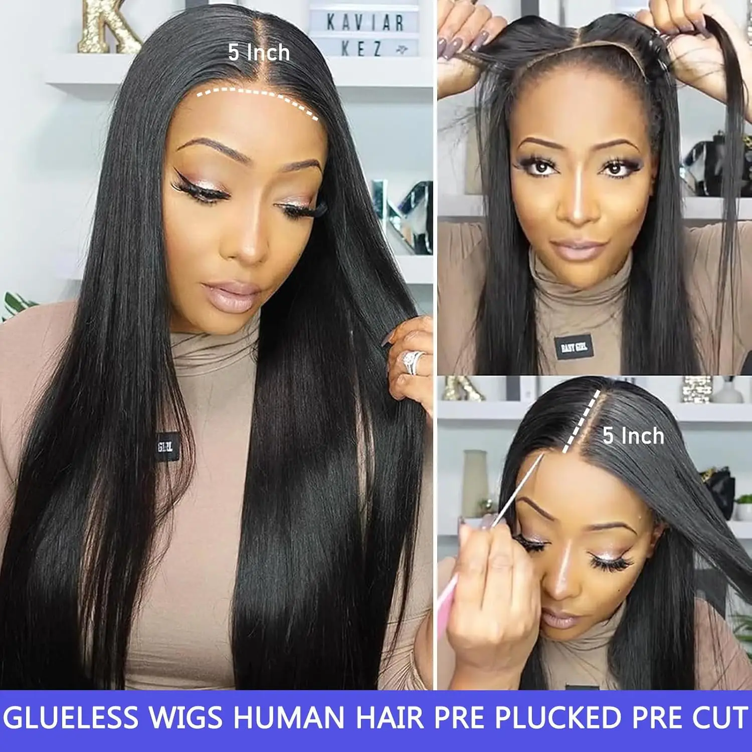 5x5 HD Lace Closure Wig 28 Inch Long Straight Glueless Wig 