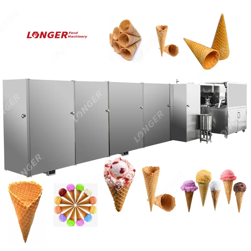 Промышленная нержавеющая сталь полностью автоматическая машина для производства конусов для сахарного мороженого