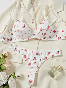 Brian Custom-Made European & American Style Purely Sensual Rose Print Comfortable Push-Up Sexy Lingerie Set