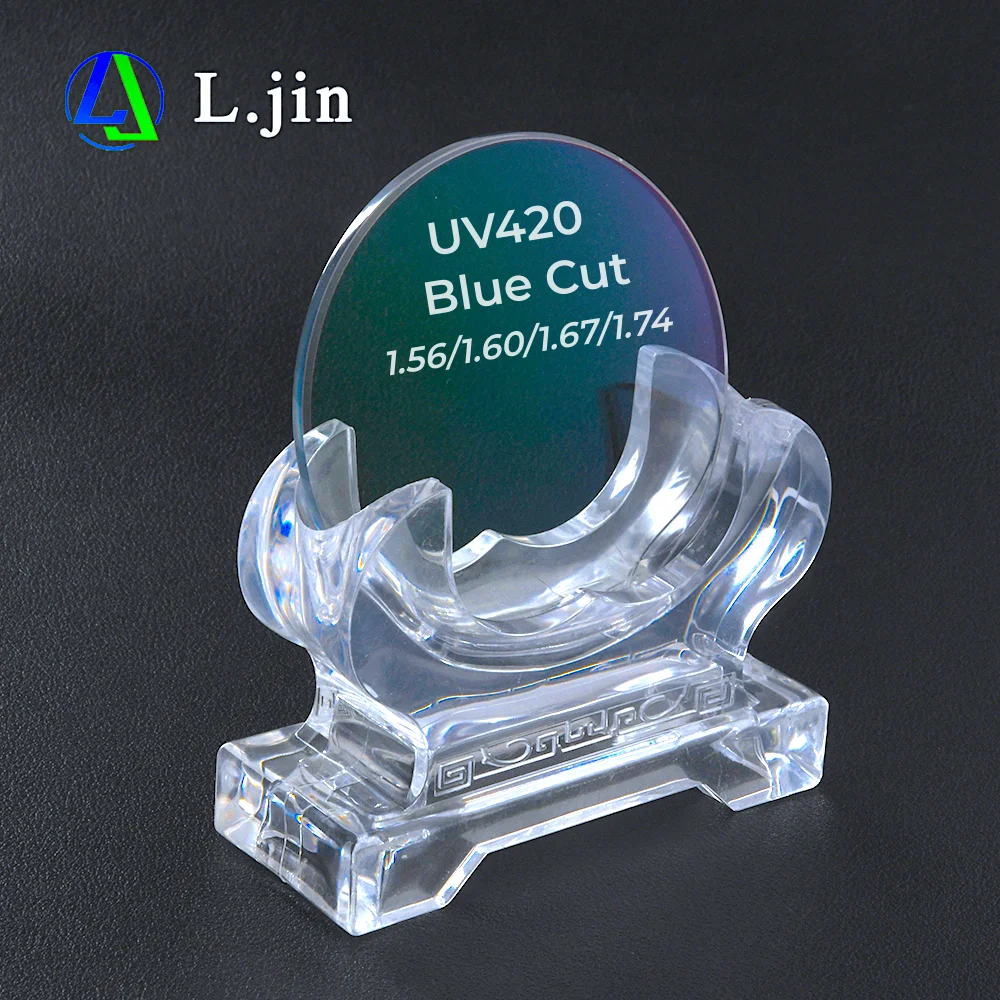 L.JIN factory 1.56 1.60 aspheric single vision blue cut blocking light  uv400+ prescription spectacle lenses for glasses