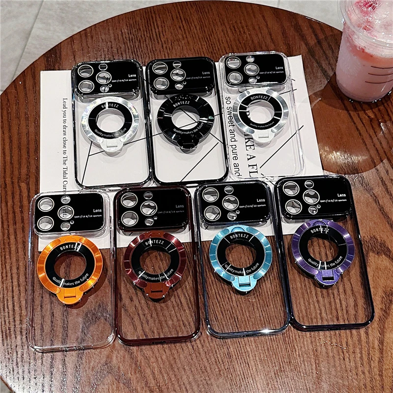 Auto Focus case with Big View Camera Lens Magnetic for iphone 15 Pro and Pro Max Metal case