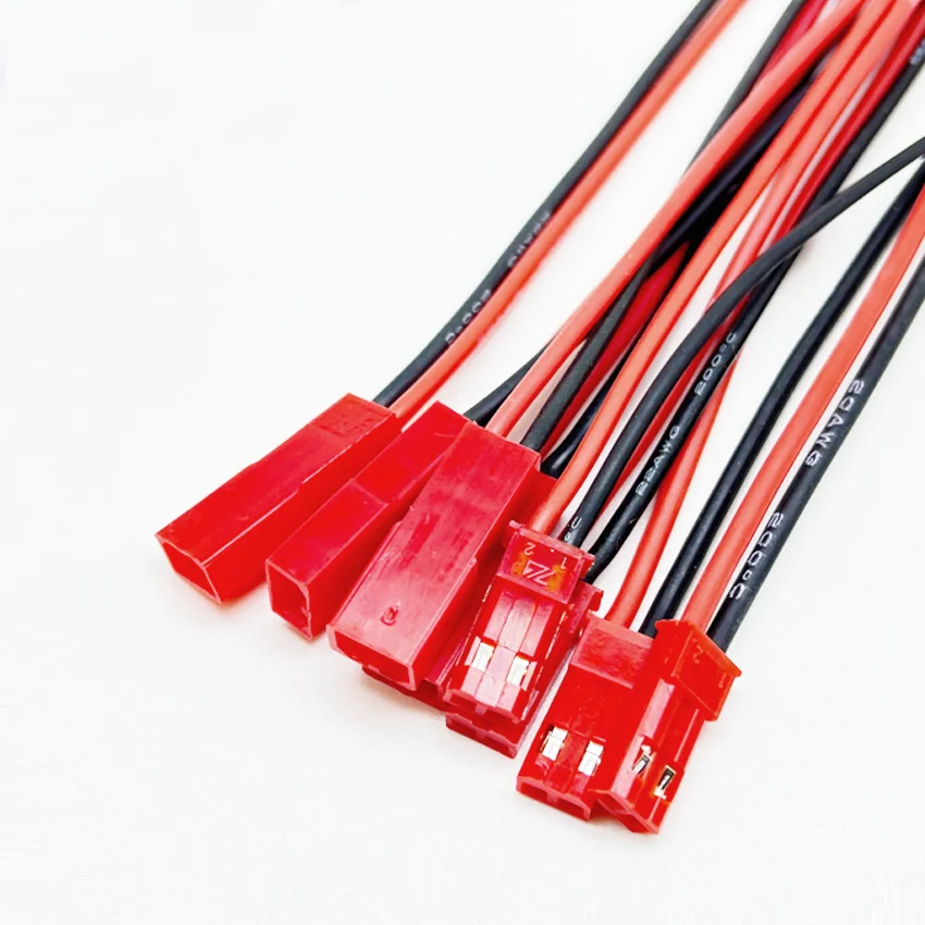 Male and Female JST 2PIN 2 PIN Plug Connector with 20AWG/22AWG/24AWG Silicone Wire Adapter