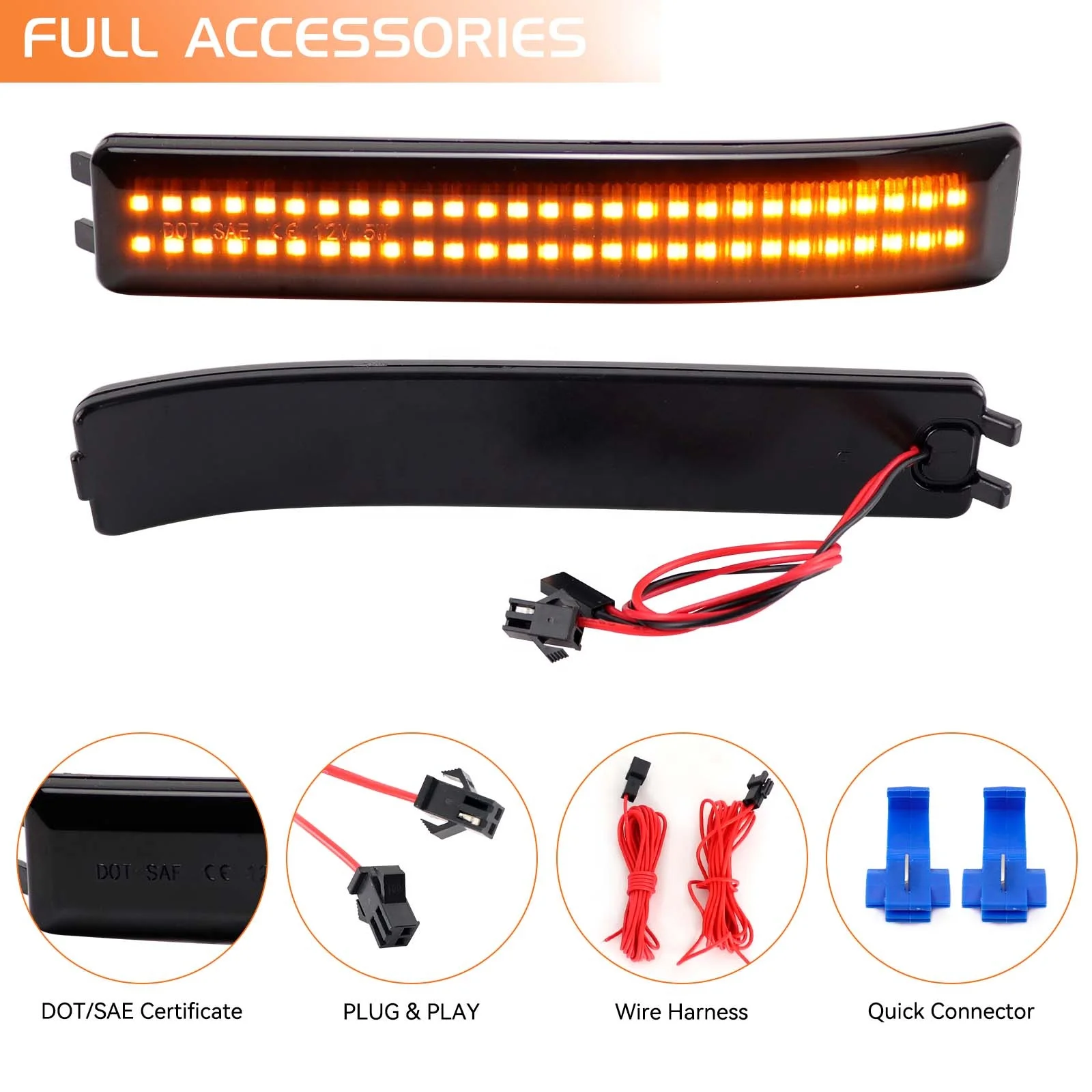 Dynamic LED Side Mirror Lights For 2009-2014 Ford F-150 SVT Raptor (Amber Sweep)