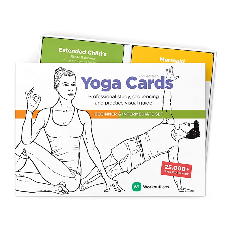 Drop Shipping Professional Exercise Study 52 Yoga Poses Graphic Design Plain Yoga Fitness Game Flash Deck Card for Women and Men