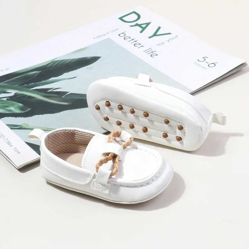 New Arrival Anti-Slip Soft PU Baby Dress Shoes with Flat Outsole Breathable Slip-On Loafers for Boys BBW3229 factory