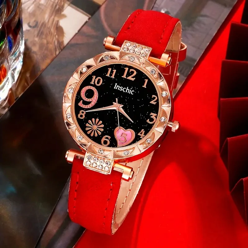 Elegant Heart Rhinestone Quartz Watch - Women display picture 2