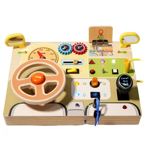 Early Education Electronic Wooden Toy LED Light Car Busy Board & Socket Switch Hands-On Training Toy