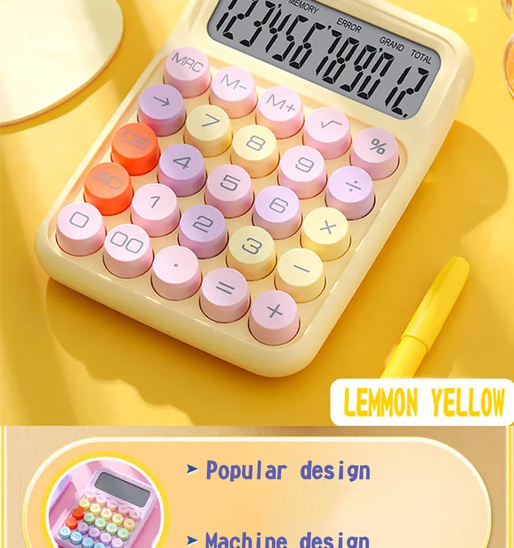 Simple Fresh Creative Kids Colorful Office Calculate Electronic Desktop Gift LCD Calculator Mechanical Key