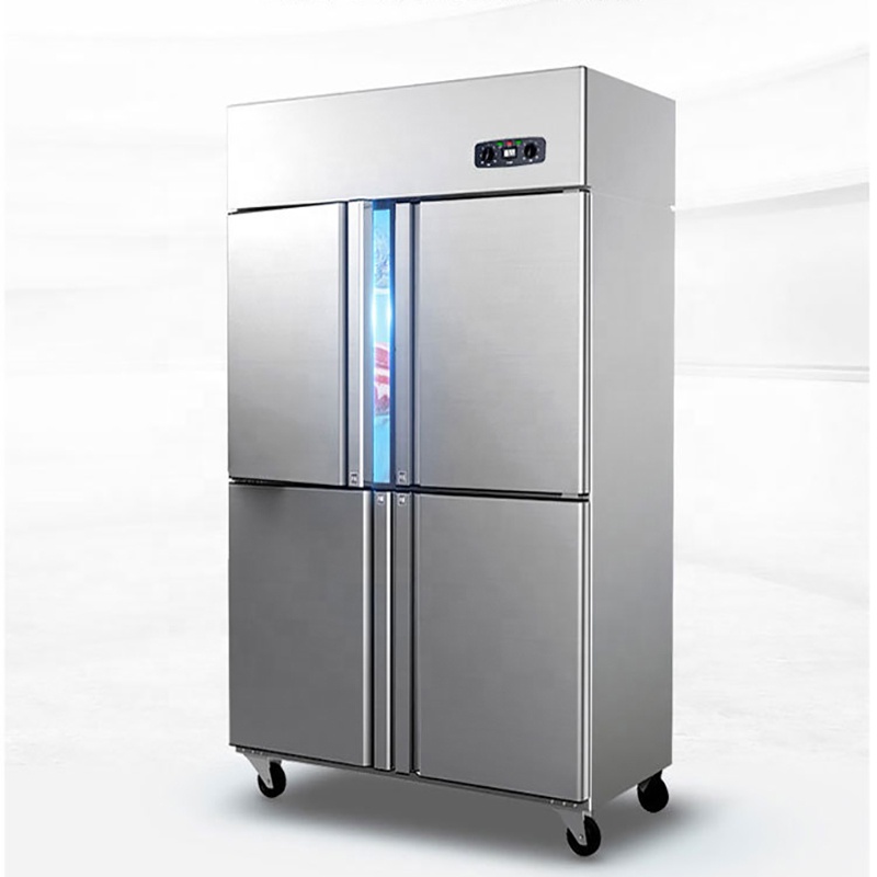 4-дверь холодильник коммерческих вертикальных четырехдверный холодильник dual-компьютер с двумя температурными режимами морозильная камера/постоянным током морозильник холодильник