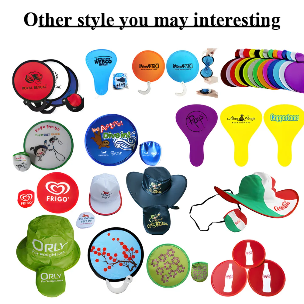 Custom Printed Soft Nylon Flying Disc Round Nylon Hand Folding Fan Pouch Saucer Foldable Flying Disc Customized Logo with Pocket