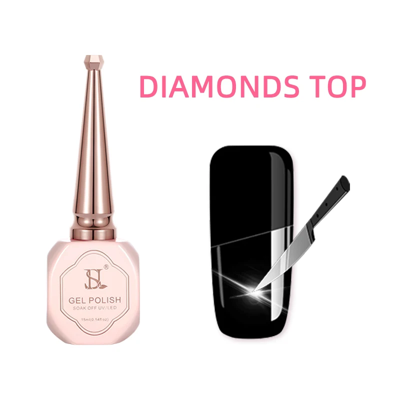 HS HS Private Label Diamond Gloss Top Coat Long-Lasting Gel Nail Polish From Polish Factory Nails Supplies for Salons