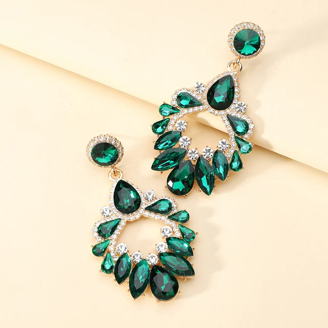 2025 Luxury 12 Colors Design Chandelier Large Dangle Drop Earrings for Women Flower Crystal Women Statement Drop Earrings Women