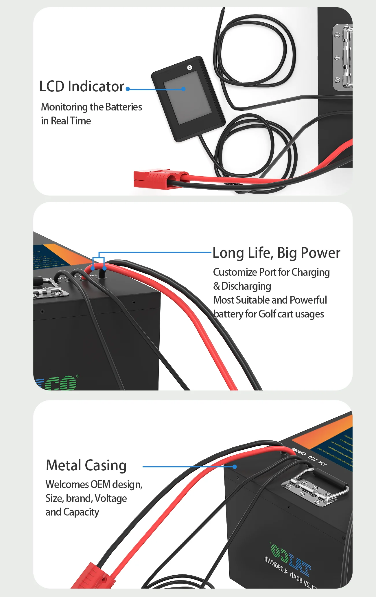 48volt Lithium Ion Golf Car Battery 51.2v 100ah 80ah Lifepo4 Golf Cart