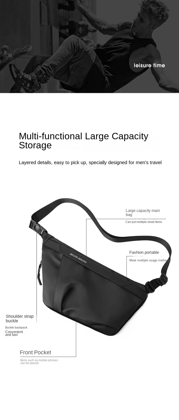 Men Messenger Bags Casual Men's Large Smell Proof Messenger Bag