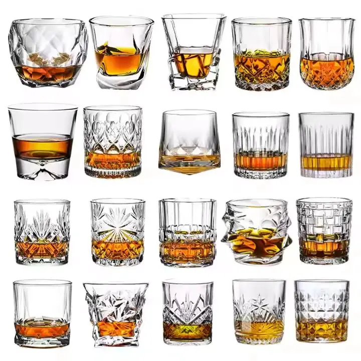HXGLASS Vintage Ins Style  Irregular Pint Creative Reusable Old Fashion Whiskey Shot Glass Collection Brandy Matini Glass Cup