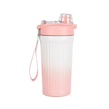Creative coffee cup High appearance level 304 stainless steel vacuum thermos cup Outdoor portable drinking cup with straw