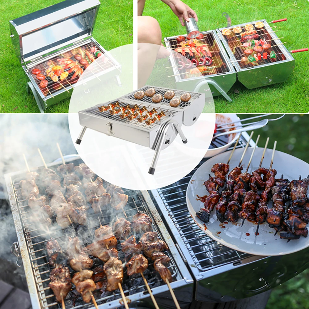 Portable Charcoal BBQ Grill Stainless Steel Camping Oil Drum