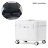 white suitcase with liner