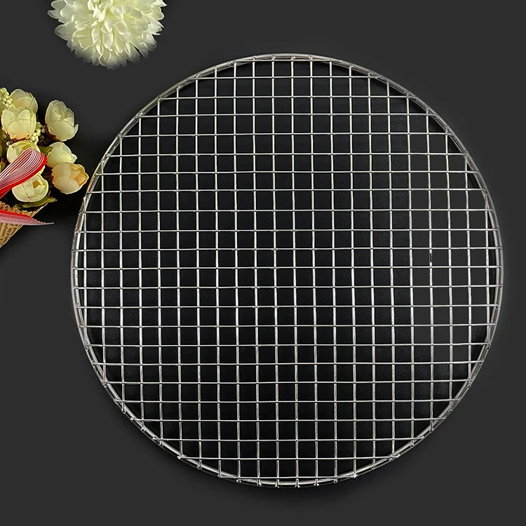Wholesale Non-stick 304/316 Stainless Steel Copper BBQ Grill Mesh Silver/Red Round/Rectangle Wire Mesh Net for Fish Barbecue
