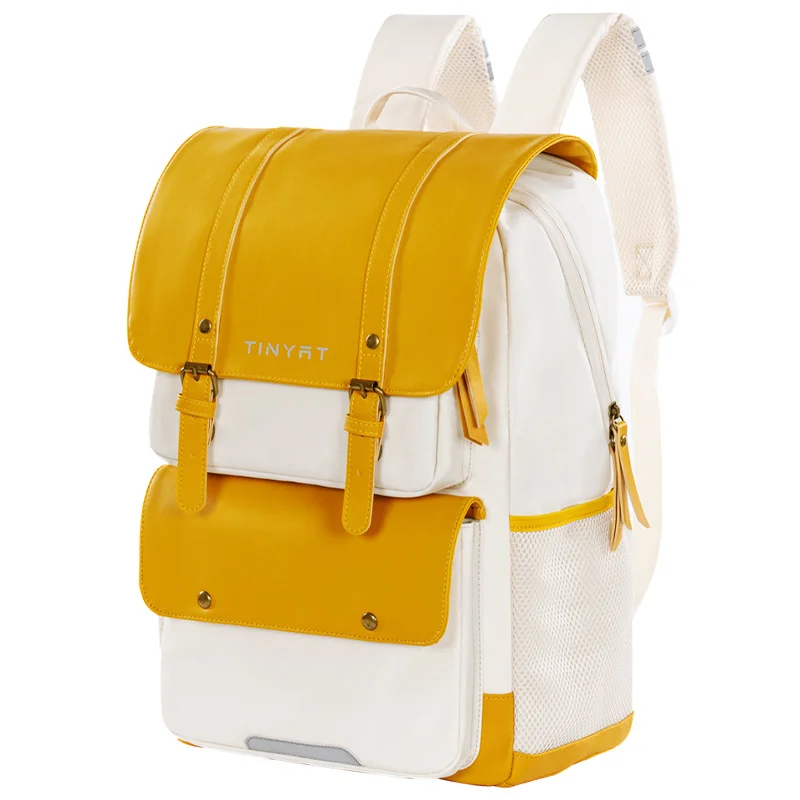TINYAT logo Nieuwe Rugzak Informele Mode Studenten Schooltas Computerrugzak Rugzak met Grote Capaciteit voor Reizen Wit