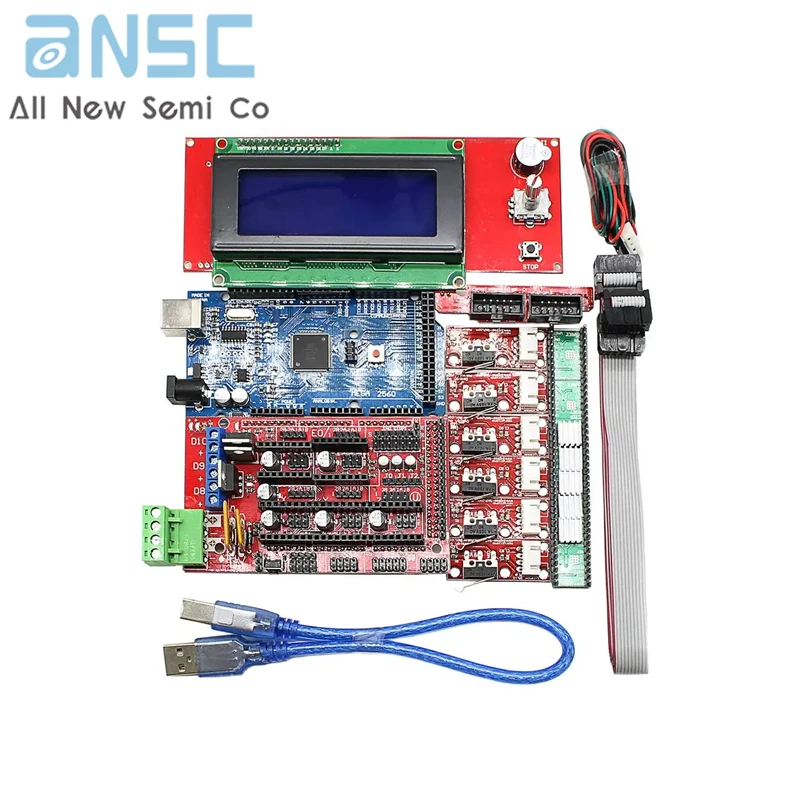 CNC 3D Printer Kit for Arduino Mega 2560 R3 RAMPS 1.4 Controller LCD 2004 + 6X Limit Switch Endstop 5 A4988 Stepper Driver 3D Pr