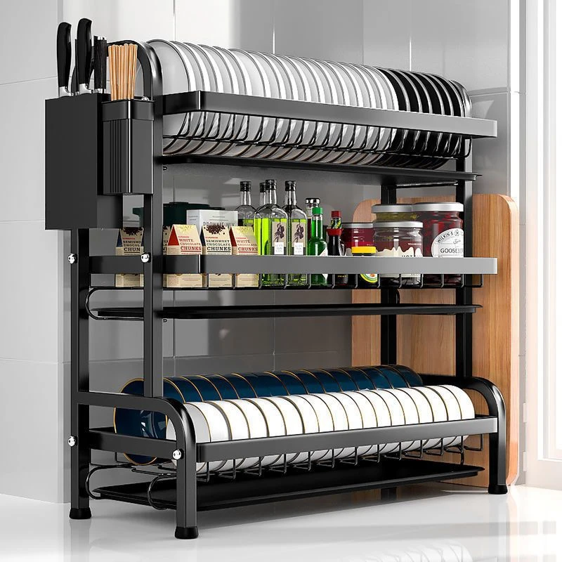 Stainless Steel Metal Tableware Drain Rack Foldable Storage Rack