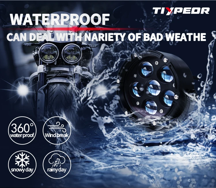 TIYPEOR Motorcycle Super Bright Spotlight High Power LED Work Driving Head Fog Light Auxiliary Headlight for Off-Road ATV UTV details