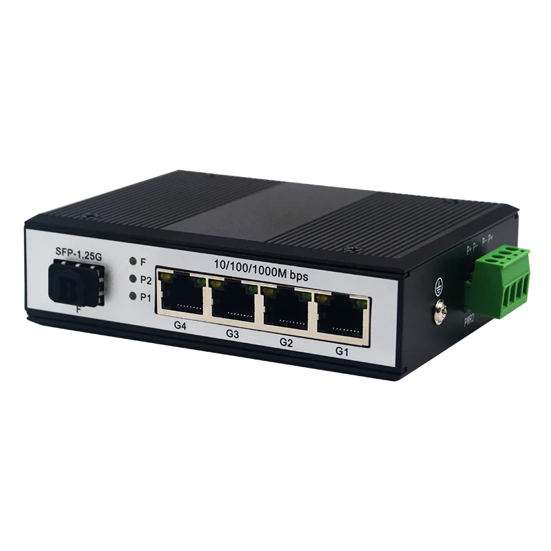 محول وسائط إيثرنت صناعي من SFP إلى RJ45 بسرعات 10/100/1000Mbps على سكة Din مع دعم POE لتحويل الألياف الضوئية