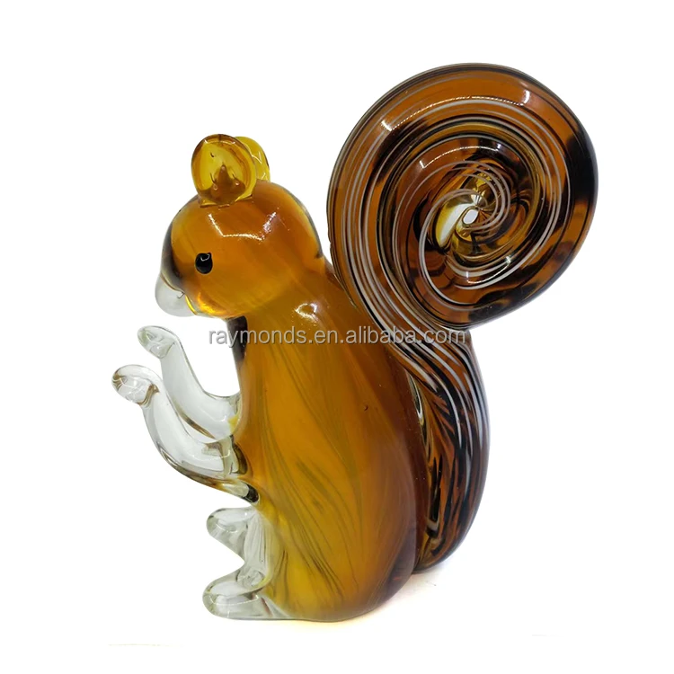 Wholesale Hand Blown Murano Color Glass Animal Figurines Glass Squirrel