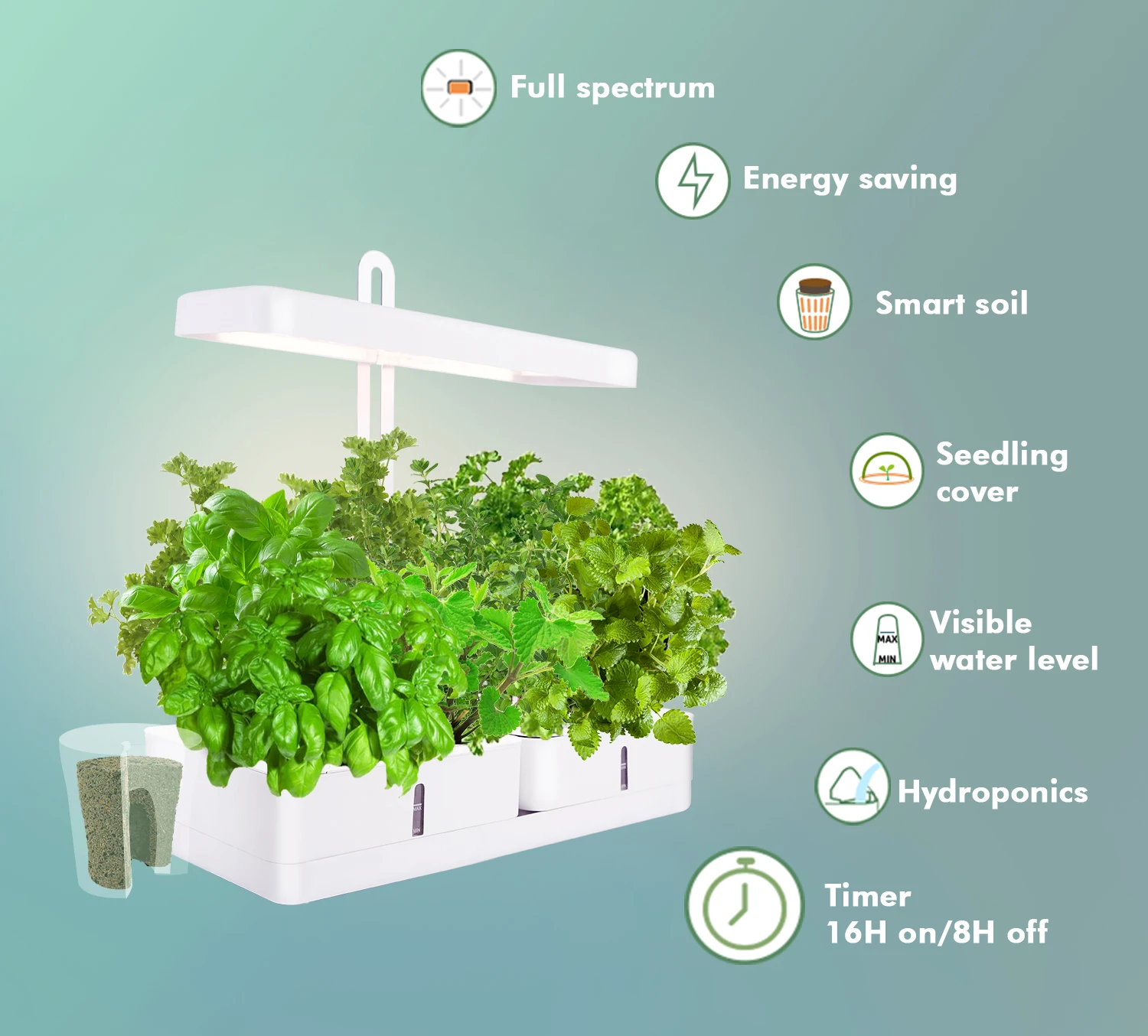 J&c Minigarden Smart Garden 3 Self Watering Indoor Garden Led ...