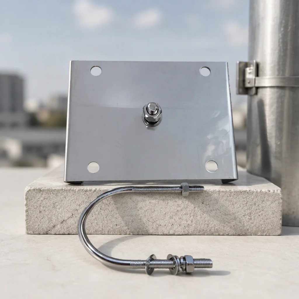 304 Stainless Steel Pole Mount Clamp for Antenna Mast Bracket 30-80mm U Bolt Outdoor Installation