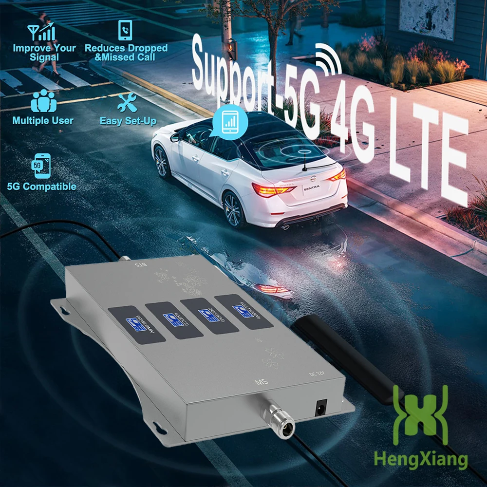 Car Cell Phone Signal Booster Mobile Vehicle Signal Amplifier 5G 4G LTE 3G  700 800 850 900 1800 2100 2600 PCS 1900 AWS 1700 MHz