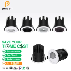 Modern Style High Quality LED Full Spectrum Indoor Spotlight 75mm 15W Anti-Glare Aluminum Body Front with Eye Protection Mirror