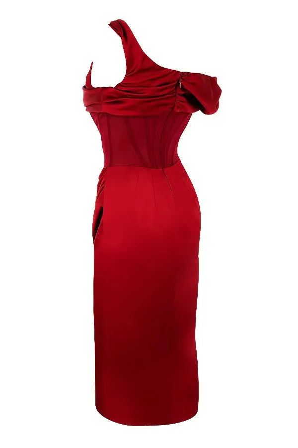 J8931 Off Shoulder Corset Design Elegant Dress Women Casual Dress Even Dress