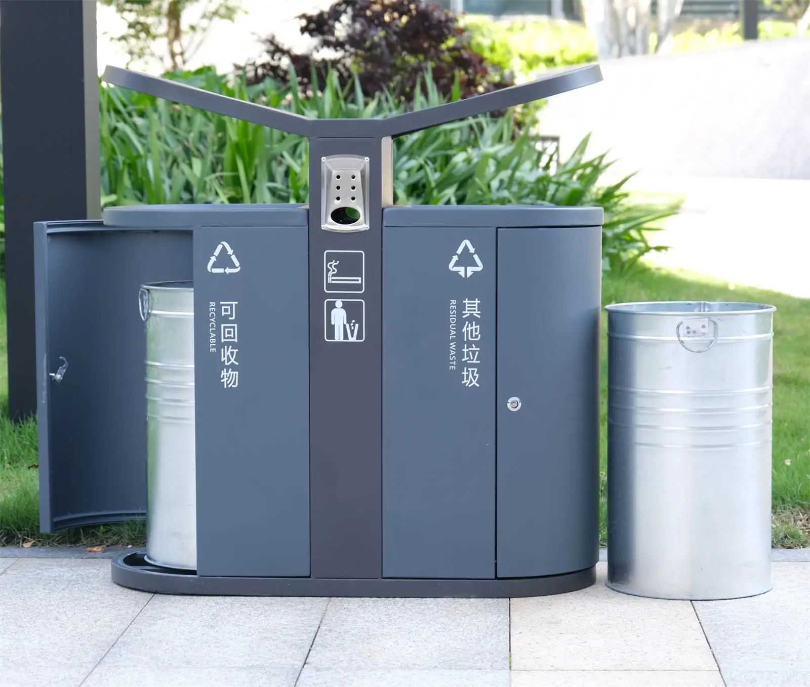 Steel Dual 2 Classified Trash Can Garbage Bins For Sale Buy