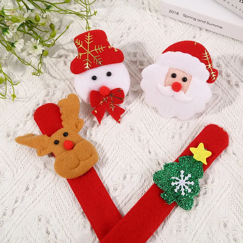 Hot Sale Lightweight Plush Santa Christmas Bracelet Wrist Ornament with Lighted Toy Gift