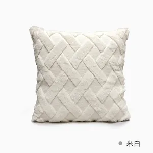 Comfortable Plain Knitted Solid 100% Polyester Pillowcase for Sofa Hotel & Home Use