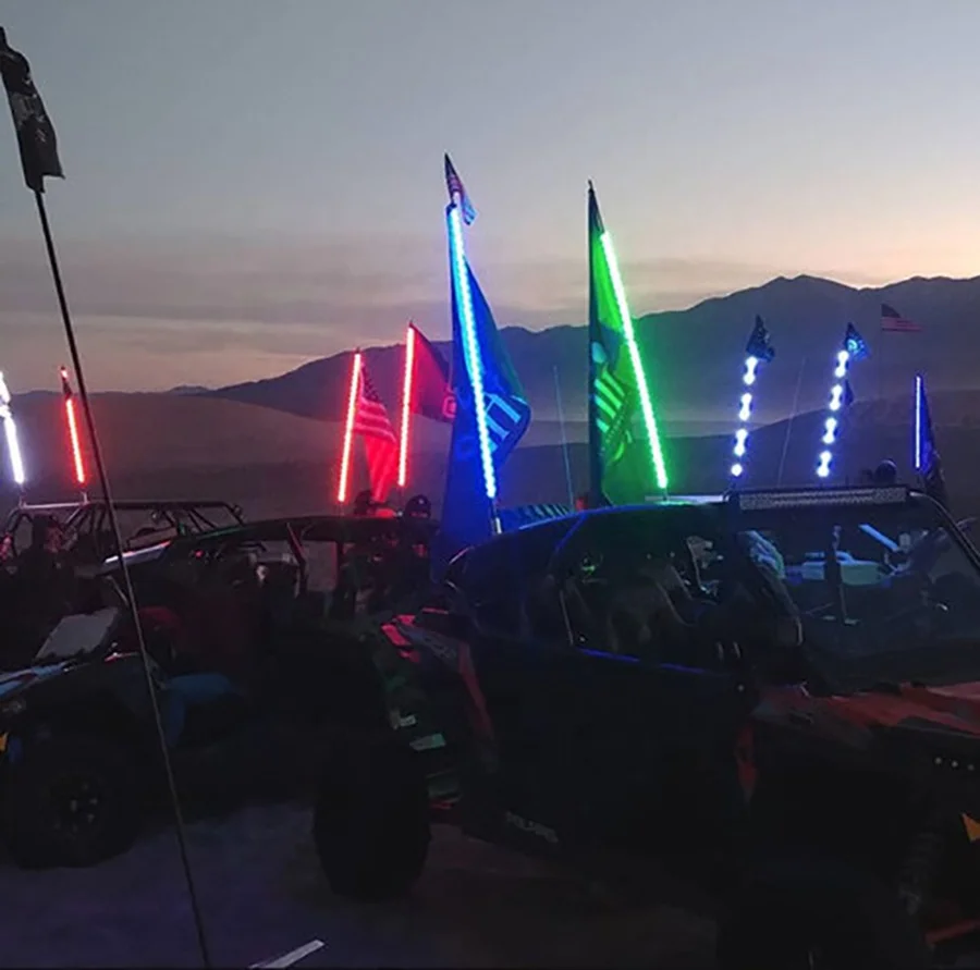 ADT Red LED Safety Whip Single Color Antennas Flag Pole LED Lighted Whip for ATV UTV Buggy RZR Offroad Car