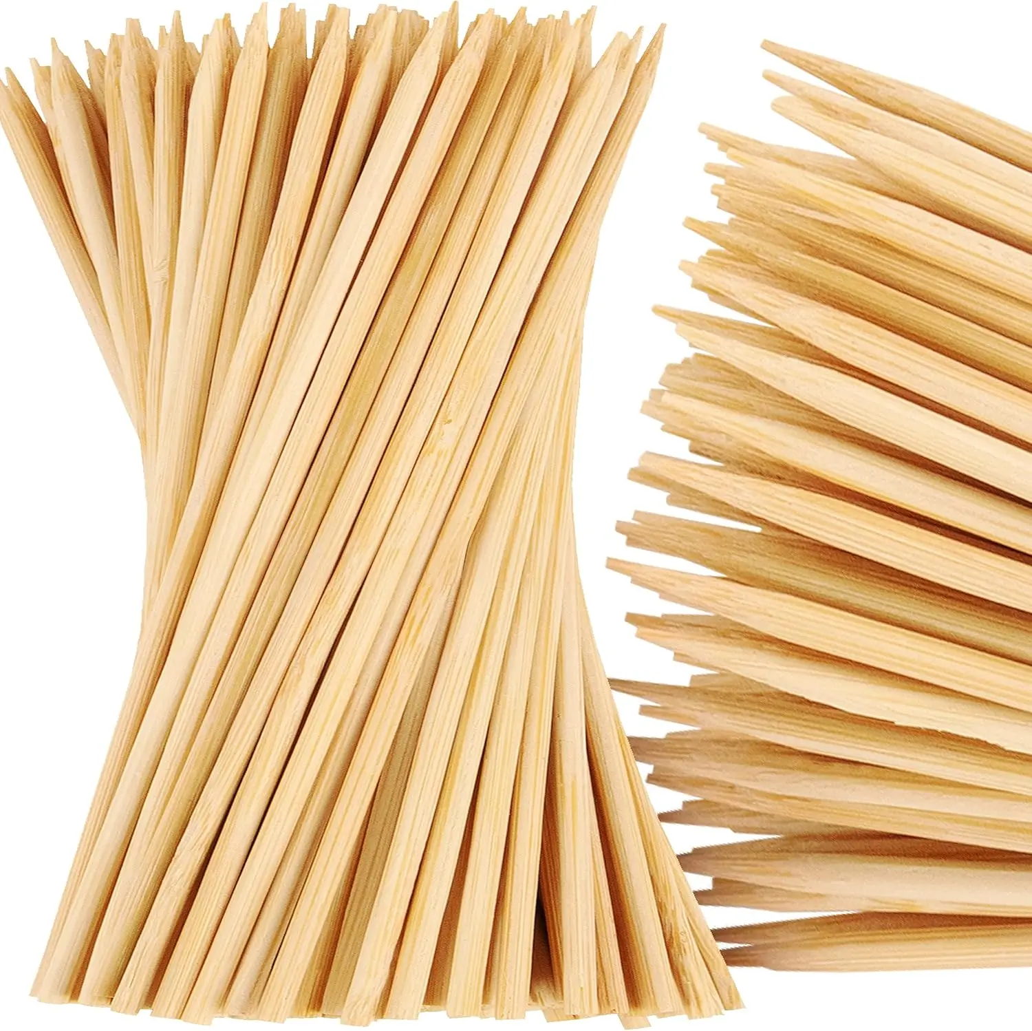 Wholesale Natural Biodegradable Bamboo Sticks Disposable Bulk Custom Round BBQ Skewers Tableware
