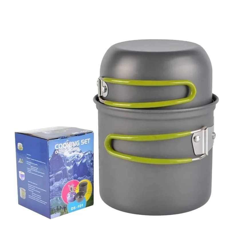 Durable Camping Cookware Set Backpacking Outdoor Camp Gear with Pots and Pans for Family Hiking Picnics