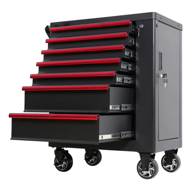7 Drawers Tool Trolley With Tools And Side Tray Tool