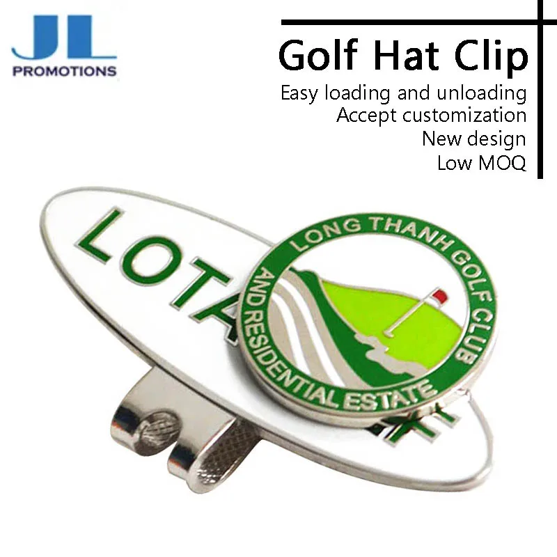 Custom Strong Hard Enamel Golf Hat Clip With Custom Ball