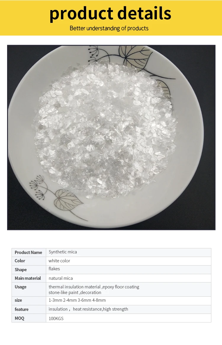 High Whiteness White Synthetic Mica Flakes  White Mica Transparent Mica Flakes for Insulation Decoration Plastic Building details