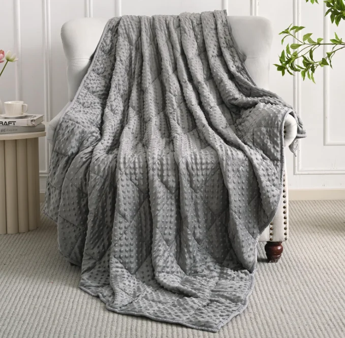 Winter Warm Double Sides Microfiber and Minky Fleece Fabric Glass Beads Filling Luxury Soft Warm Weighted Blanket for Adults