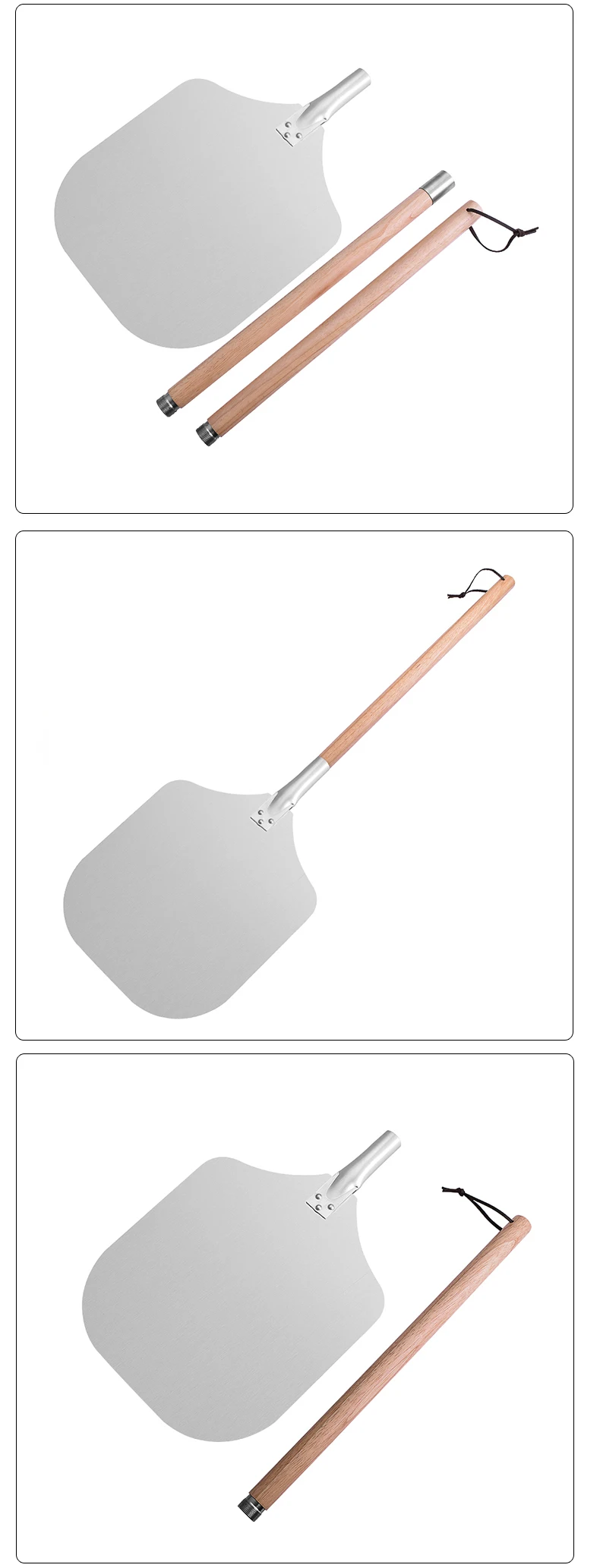 Long Pizza Peel Paddle Metal Pizza Spatula With Detachable And